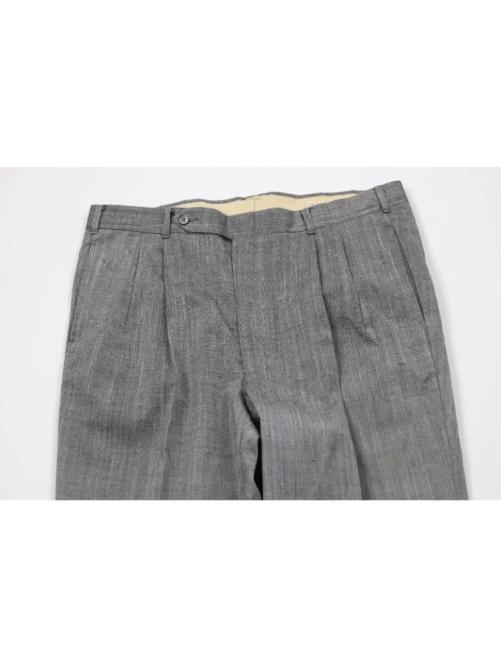 Vintage 70s 80s Mens 44L 2 Piece Atomic Fleck Suit Wedding Wide Leg 36x31 Gray